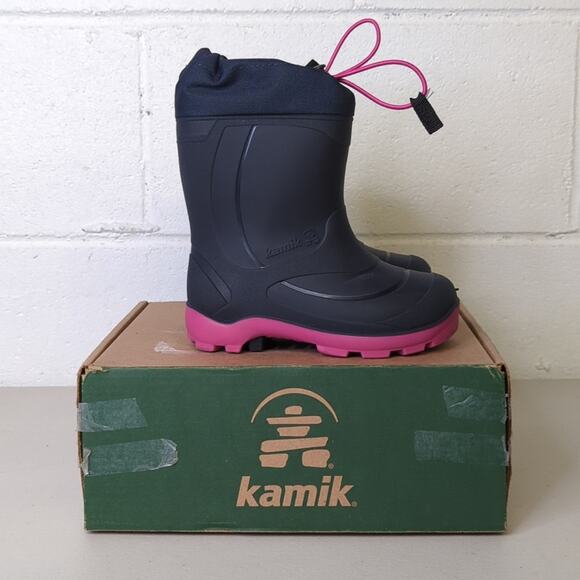 W/box Kamik sz9 toddler navy magneta marine pink snobuster 1 water boot pull on - Picture 1 of 4